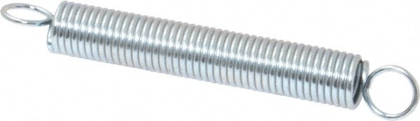 Extension Spring: 0.375" OD, 9.53 lb Max Load, 4.65" Extended Length, 0.0475" Wire Dia, Cross-Over