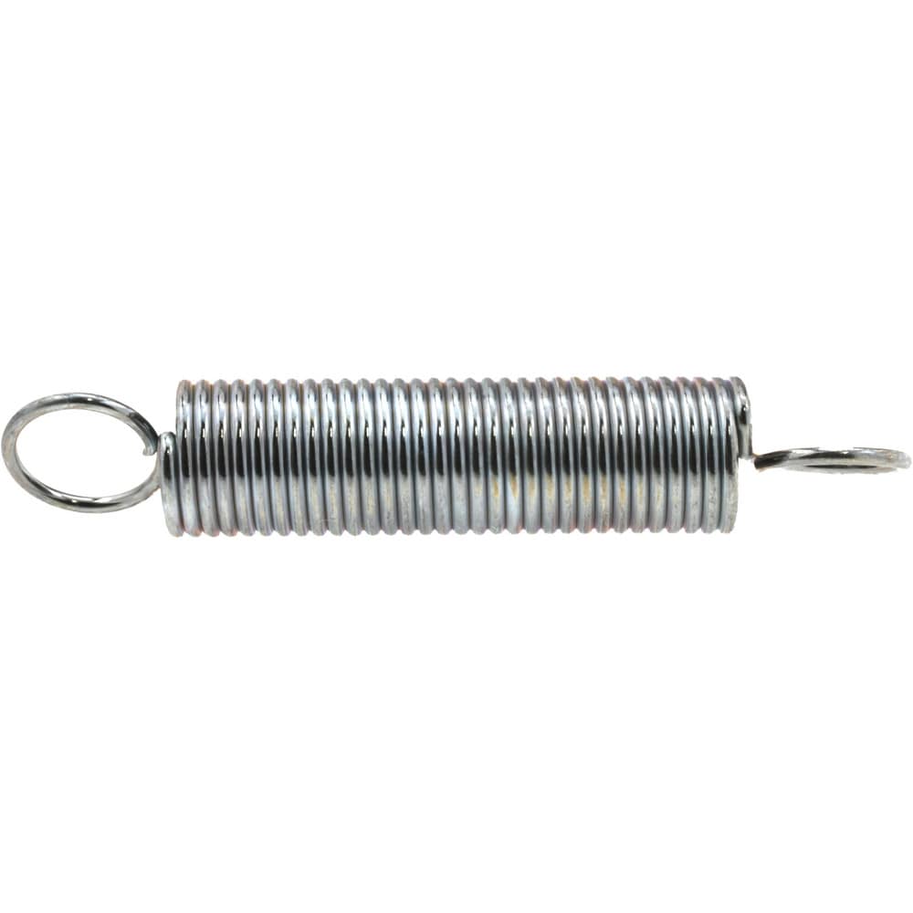 Extension Spring: 0.437" OD, 8 lb Max Load, 4.2" Extended Length, 0.0475" Wire Dia, Cross-Over