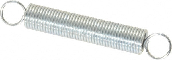 Extension Spring: 0.437" OD, 8.01 lb Max Load, 5.27" Extended Length, 0.0475" Wire Dia, Cross-Over