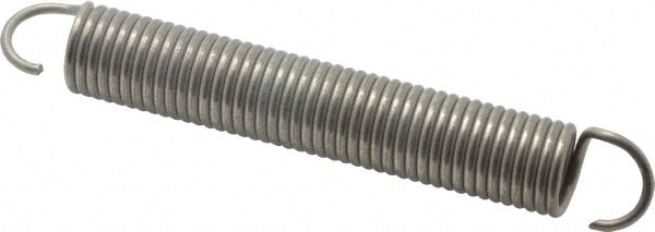 Extension Spring: 0.84" OD, 43.69 lb Max Load, 9.49" Extended Length, 0.1055" Wire Dia