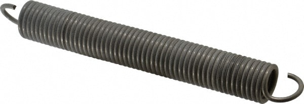 Extension Spring: 0.96" OD, 51.56 lb Max Load, 12.73" Extended Length, 0.1205" Wire Dia