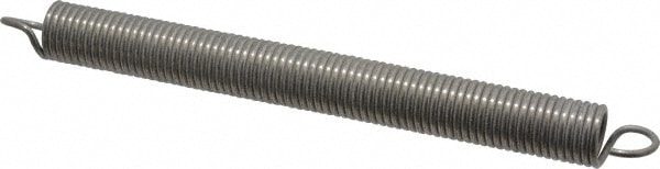 Extension Spring: 0.73" OD, 33.94 lb Max Load, 13.62" Extended Length, 0.0915" Wire Dia