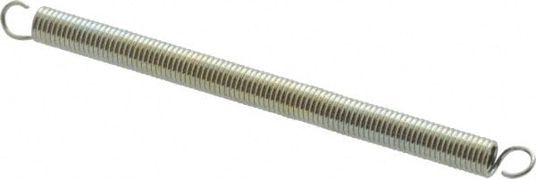 Extension Spring: 1/8" OD, 1.6 lb Max Load, 3" Extended Length, 0.018" Wire Dia