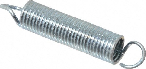 Extension Spring: 3/16" OD, 2.5 lb Max Load, 1.88" Extended Length, 0.022" Wire Dia