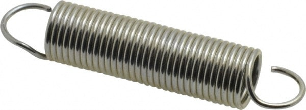 Extension Spring: 5/8" OD, 15 lb Max Load, 6.14" Extended Length, 0.063" Wire Dia