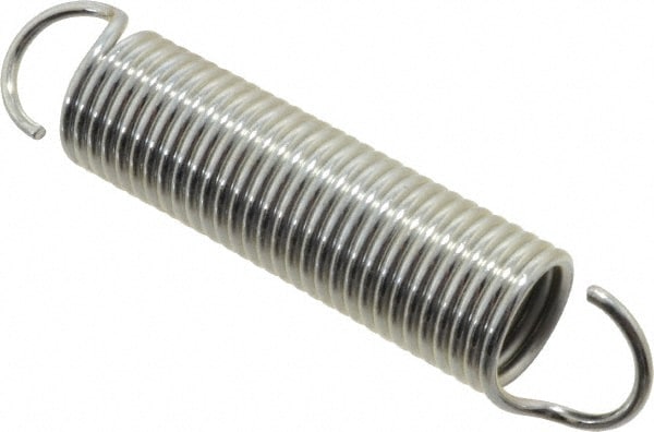 Extension Spring: 5/8" OD, 19 lb Max Load, 5.39" Extended Length, 0.069" Wire Dia