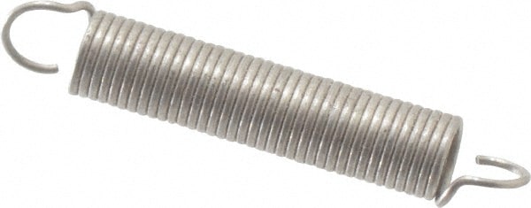 Extension Spring: 1/16" OD, 0.28 lb Max Load, 0.91" Extended Length, 0.007" Wire Dia
