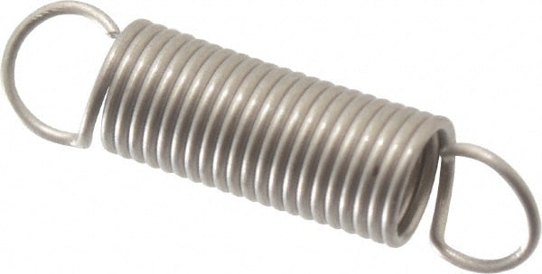 Extension Spring: 3/32" OD, 0.52 lb Max Load, 0.83" Extended Length, 0.01" Wire Dia