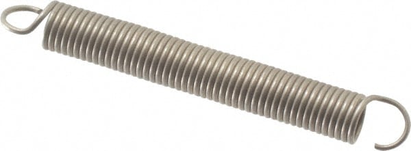 Extension Spring: 1/8" OD, 1.39 lb Max Load, 1.91" Extended Length, 0.016" Wire Dia