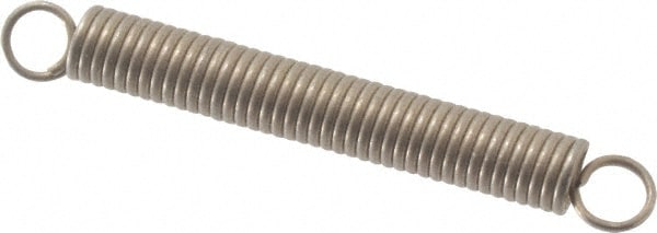 Extension Spring: 1/8" OD, 1.39 lb Max Load, 1.43" Extended Length, 0.018" Wire Dia