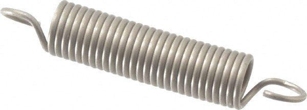 Extension Spring: 3/16" OD, 2.17 lb Max Load, 1.86" Extended Length, 0.022" Wire Dia
