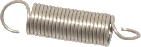 Extension Spring: 1/4" OD, 2.7 lb Max Load, 1.94" Extended Length, 0.026" Wire Dia