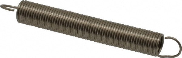 Extension Spring: 1/4" OD, 2.7 lb Max Load, 4.64" Extended Length, 0.026" Wire Dia