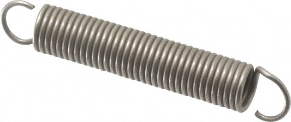 Extension Spring: 1/4" OD, 4.52 lb Max Load, 2.66" Extended Length, 0.031" Wire Dia