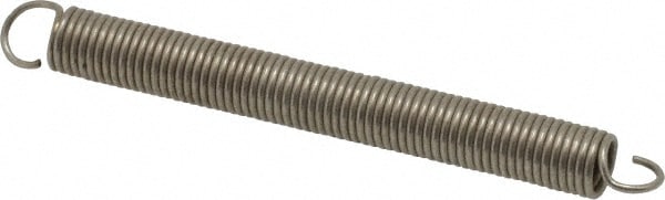 Extension Spring: 1/4" OD, 4.52 lb Max Load, 4.7" Extended Length, 0.031" Wire Dia