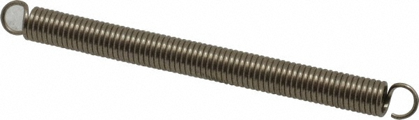 Extension Spring: 1/4" OD, 7.39 lb Max Load, 4.79" Extended Length, 0.037" Wire Dia