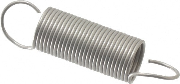 Extension Spring: 3/8" OD, 2.96 lb Max Load, 3.85" Extended Length, 0.031" Wire Dia