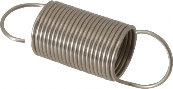 Extension Spring: 1/2" OD, 3.74 lb Max Load, 3.76" Extended Length, 0.037" Wire Dia