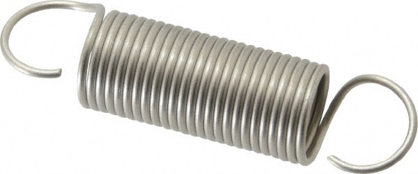Extension Spring: 1/2" OD, 6.52 lb Max Load, 4.58" Extended Length, 0.045" Wire Dia