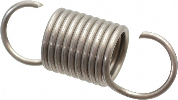 Extension Spring: 1/2" OD, 11.48 lb Max Load, 2.13" Extended Length, 0.055" Wire Dia