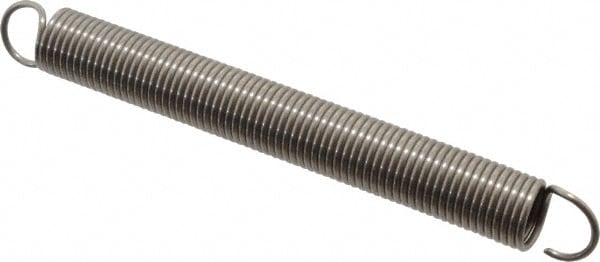 Extension Spring: 1/2" OD, 11.48 lb Max Load, 9.59" Extended Length, 0.055" Wire Dia