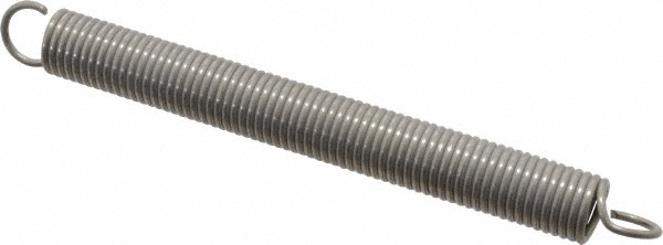 Extension Spring: 1/2" OD, 16.52 lb Max Load, 8.88" Extended Length, 0.063" Wire Dia