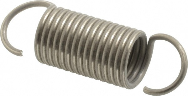 Extension Spring: 5/8" OD, 16.52 lb Max Load, 3.18" Extended Length, 0.069" Wire Dia
