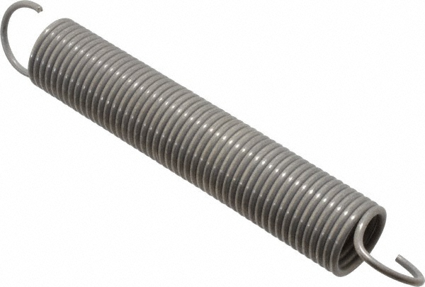 Extension Spring: 3/4" OD, 18 lb Max Load, 10.94" Extended Length, 0.075" Wire Dia