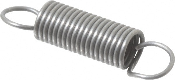 Extension Spring: 0.18" OD, 1.31" Extended Length, 0.022" Wire Dia