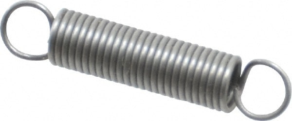 Extension Spring: 0.18" OD, 1.61" Extended Length, 0.022" Wire Dia