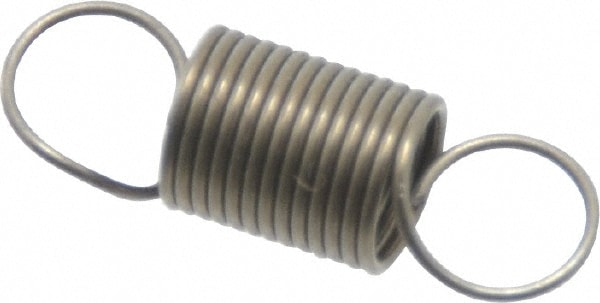 Extension Spring: 0.24" OD, 1.53" Extended Length, 0.022" Wire Dia