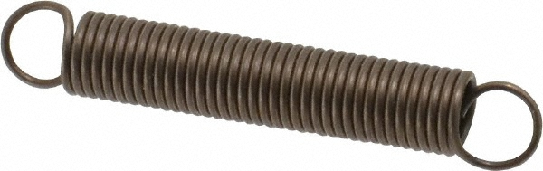 Extension Spring: 0.24" OD, 2.89" Extended Length, 0.029" Wire Dia