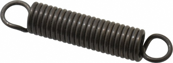 Extension Spring: 0.24" OD, 1.61" Extended Length, 0.037" Wire Dia
