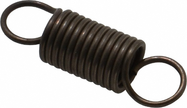 Extension Spring: 0.3" OD, 1.56" Extended Length, 0.037" Wire Dia