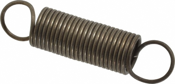 Extension Spring: 0.36" OD, 3.06" Extended Length, 0.037" Wire Dia