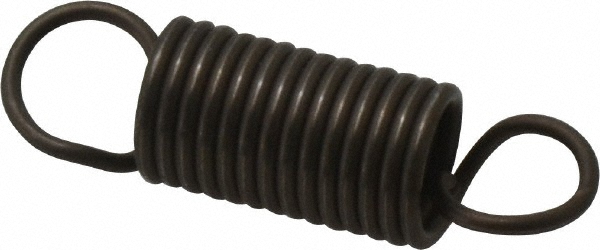 Extension Spring: 0.36" OD, 1.93" Extended Length, 0.045" Wire Dia