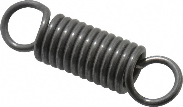 Extension Spring: 0.36" OD, 1.66" Extended Length, 0.055" Wire Dia