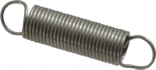 Extension Spring: 0.18" OD, 1.66" Extended Length, 0.018" Wire Dia