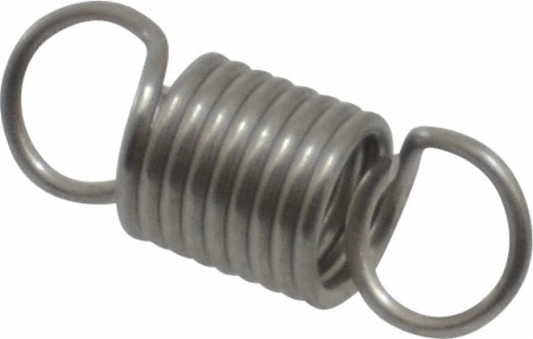 Extension Spring: 0.18" OD, 0.73" Extended Length, 0.022" Wire Dia