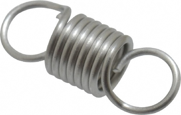 Extension Spring: 0.24" OD, 0.87" Extended Length, 0.029" Wire Dia