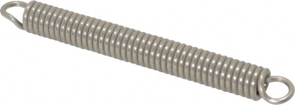 Extension Spring: 0.3" OD, 3.65" Extended Length, 0.055" Wire Dia