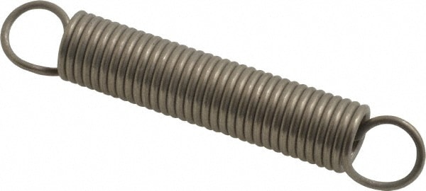 Extension Spring: 0.5" OD, 5.1" Extended Length, 0.063" Wire Dia