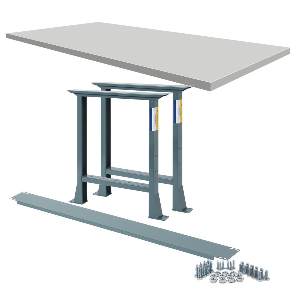 Stationary Industrial Work Bench: 30" Wide, 30" Deep, 34" High, 2,500 lb Capacity