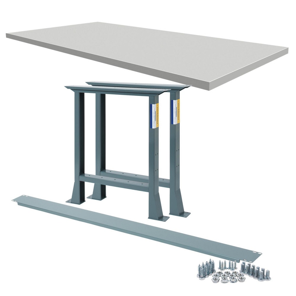 Stationary Industrial Work Bench: 30" Wide, 30" Deep, 34" High, 3,000 lb Capacity