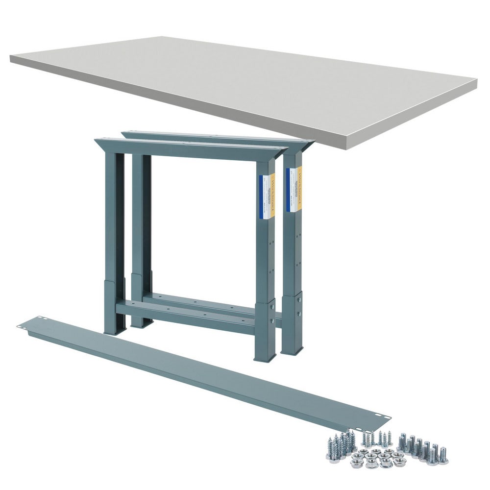 Stationary Industrial Work Bench: 30" Wide, 30" Deep, 34-3/4" High, 2,500 lb Capacity