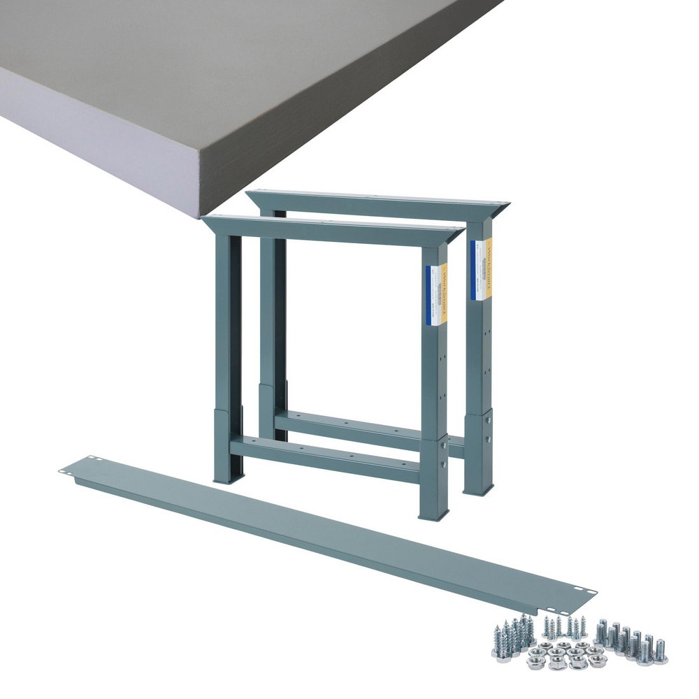 Stationary Industrial Work Bench: 30" Wide, 30" Deep, 34-3/4" High, 3,750 lb Capacity