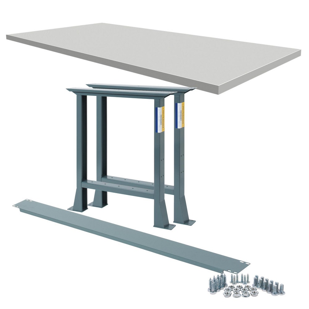 Stationary Industrial Work Bench: 30" Wide, 30" Deep, 34" High, 2,500 lb Capacity