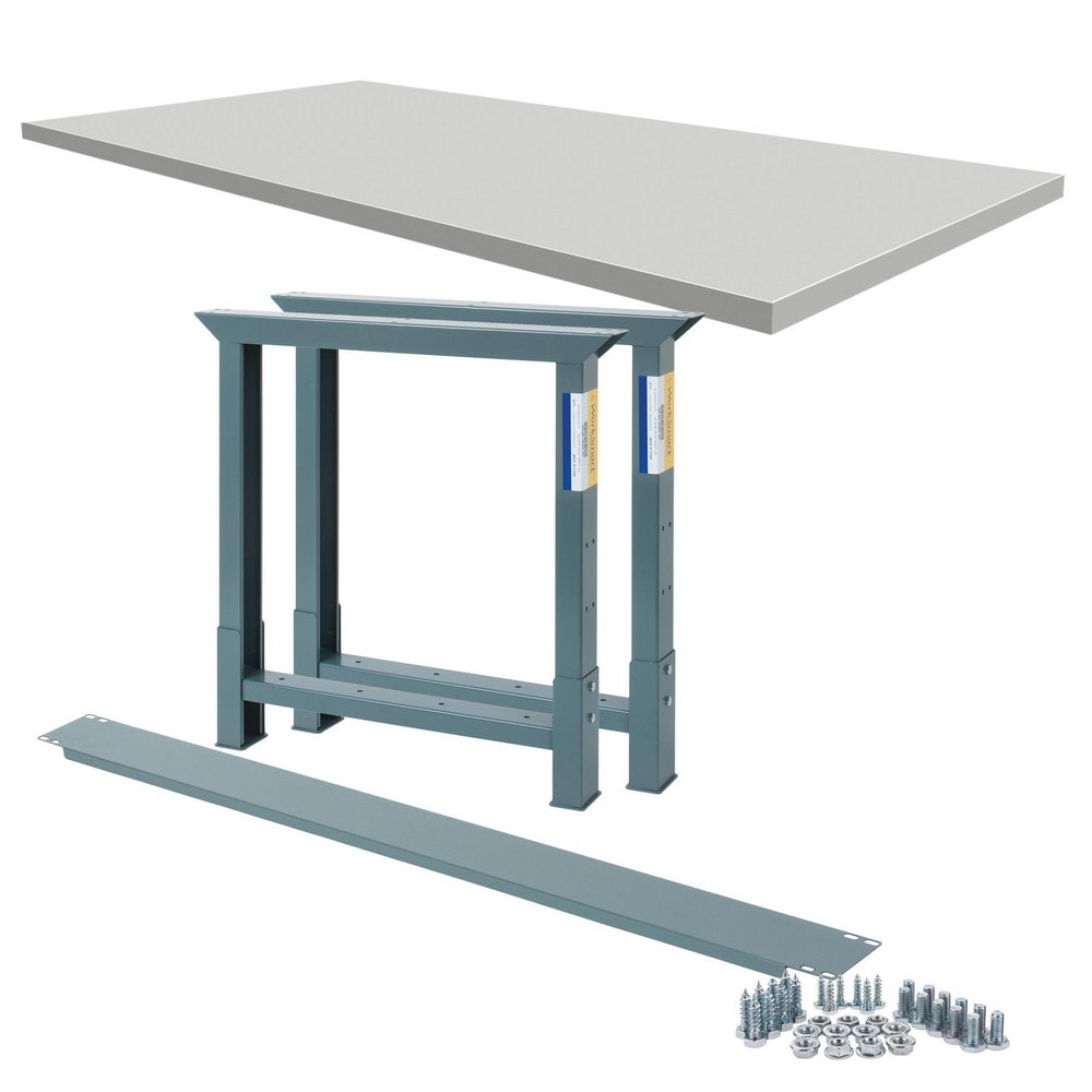 Stationary Industrial Work Bench: 30" Wide, 30" Deep, 34-3/4" High, 2,500 lb Capacity