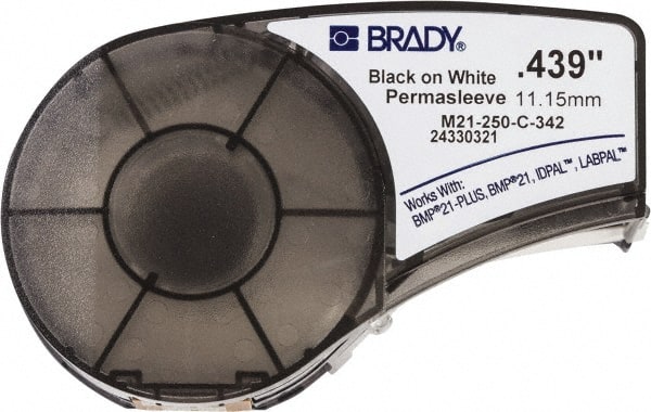 Brady 110925 Label Maker Label: White, Heat Shrinkable Polyolefin, 84" OAL 