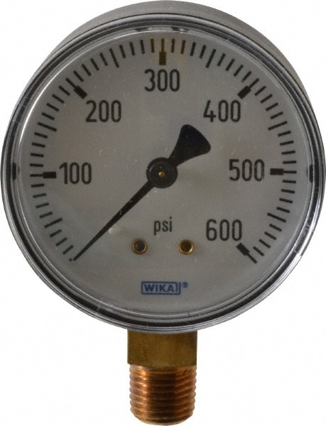 Wika 4253183 Pressure Gauge: 2-1/2" Dial, 0 to 600 psi, 1/4" Thread, NPT, Lower Mount Image